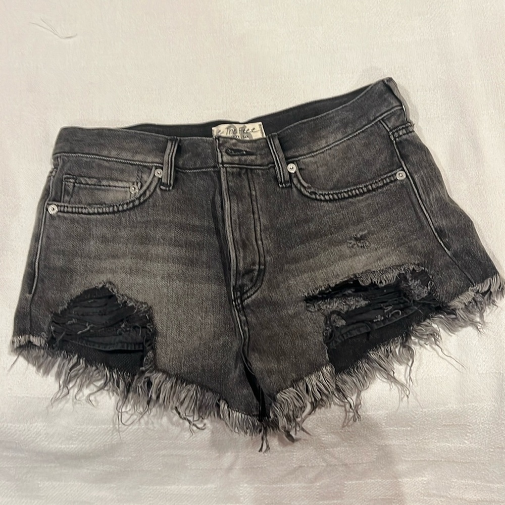 NWOT We the free grey/ blk distressed ripped shorts